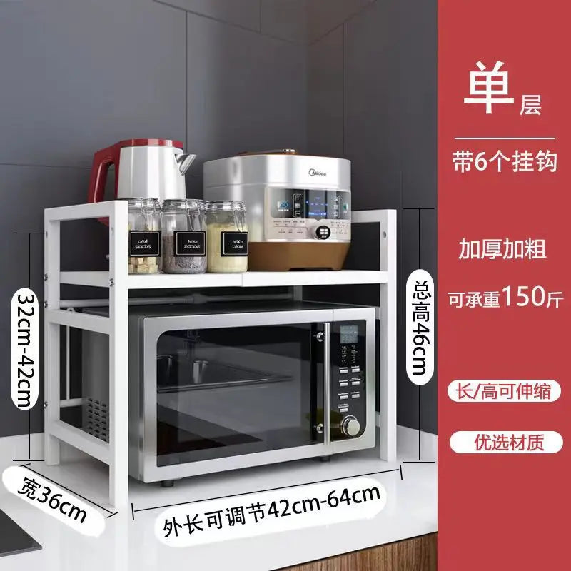 Double-Layer Microwave Storage Rack - Space-Saving Kitchen Organizer