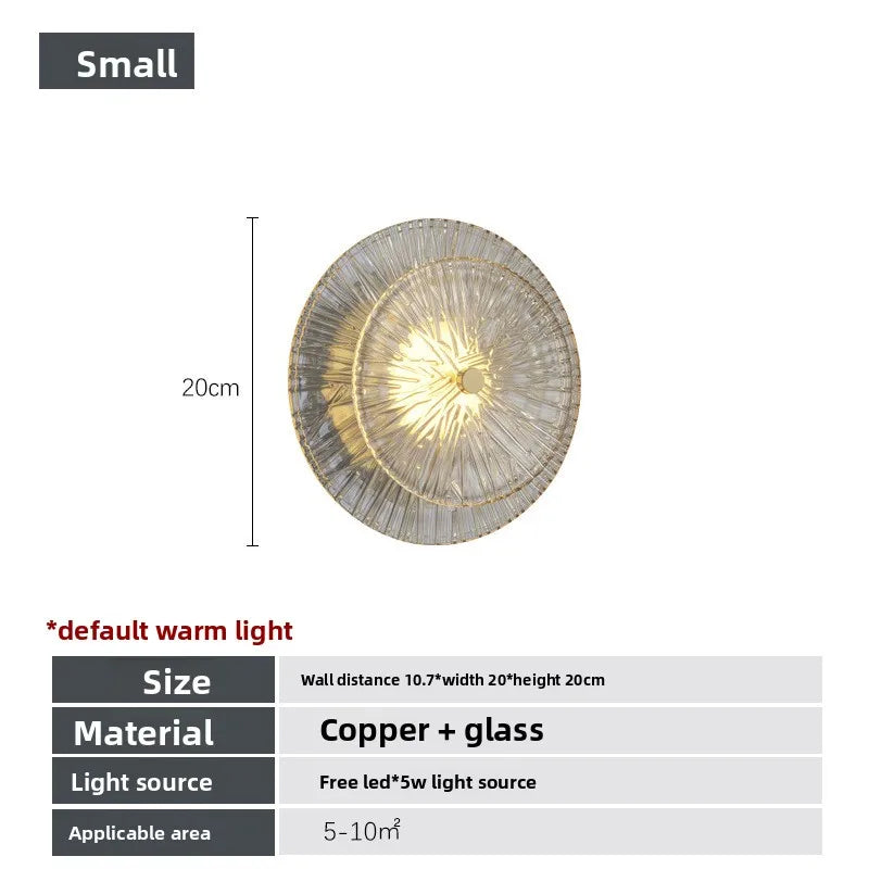 Modern LED Wall Lamp with Amber Glass Shade - Stylish Copper Lighting
