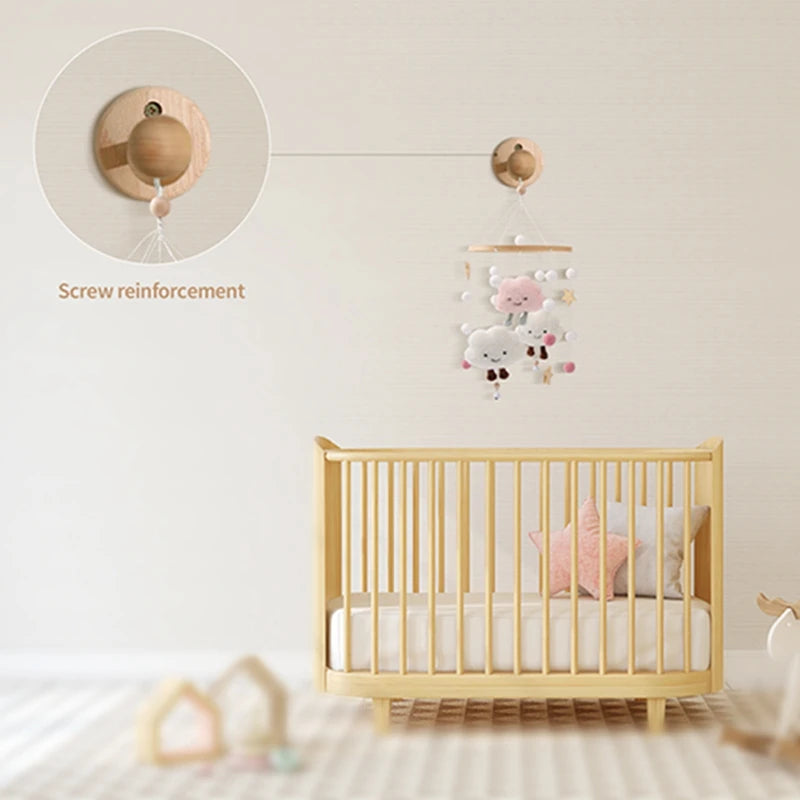 Infant Wooden Crib Rattle Toy - Mobile Hanging Bed Bell for Babies