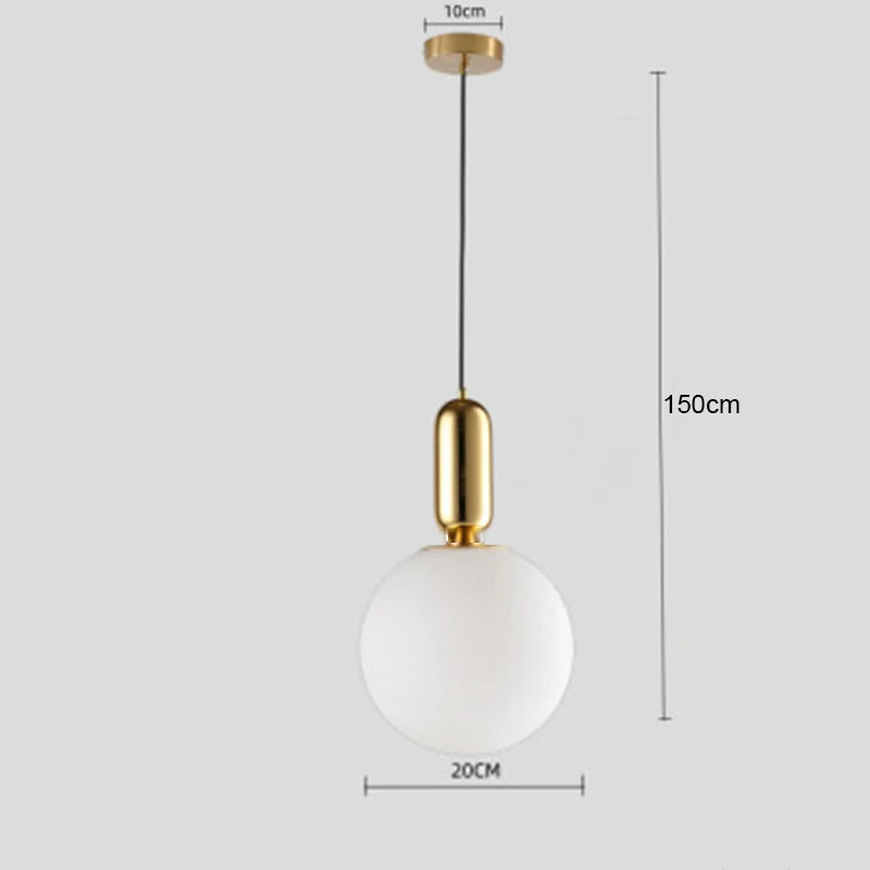 Modern Nordic Glass Ball Pendant Light - Elegant Brass & Black Design