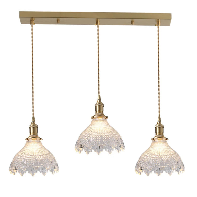 Elegant Copper Glass LED Pendant Lamp for Living Room & Kitchen