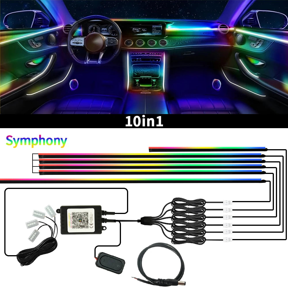 App-Controlled RGB LED Strip Lights for Car Interiors