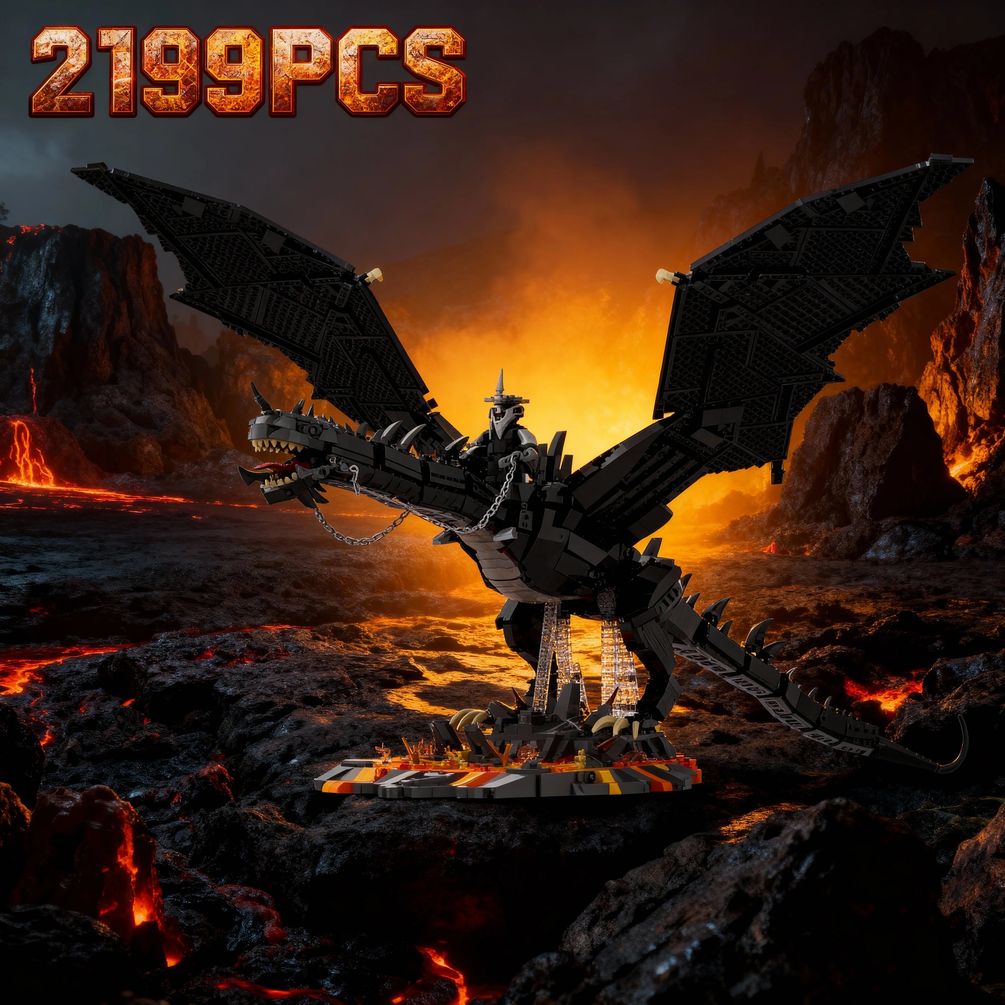 2199PCS Witch King Fell Beast Building Blocks Model Kit - Epic Desktop Decor