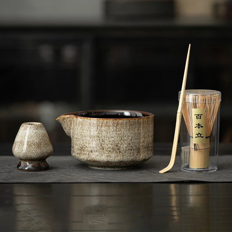 Japanese Matcha Tea Set - 7 or 4 Piece Bamboo Whisk & Bowl
