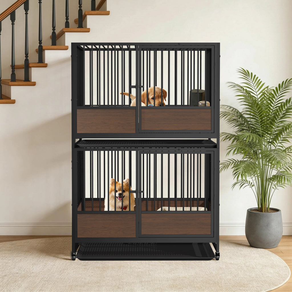Heavy Duty Metal Cat Cage - Stackable Enclosure for Cats & Small Pets