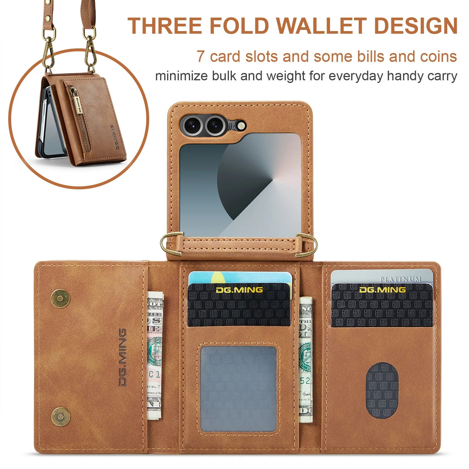 Luxury Leather Flip Wallet Case for Samsung Galaxy Z Flip Series