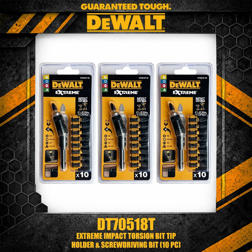 DEWALT Extreme Impact Pivoting Bit Holder & Screwdriver Set - 10 pcs