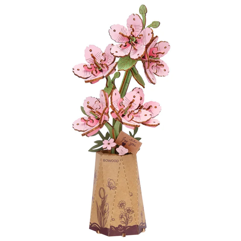 Robotime 3D Wooden Flower Puzzle Kit | Unique DIY Home Decor Gift