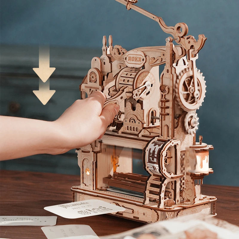 Robotime 3D Printing Press DIY Puzzle Kit with LED Light - Fun & Unique Gift