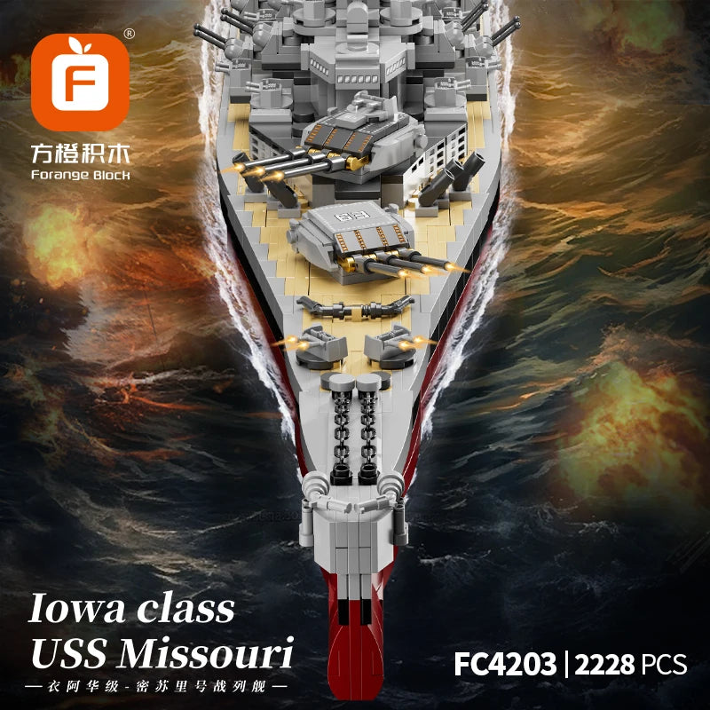MOULD KING Military Missouri Battleship Model Building Blocks Set