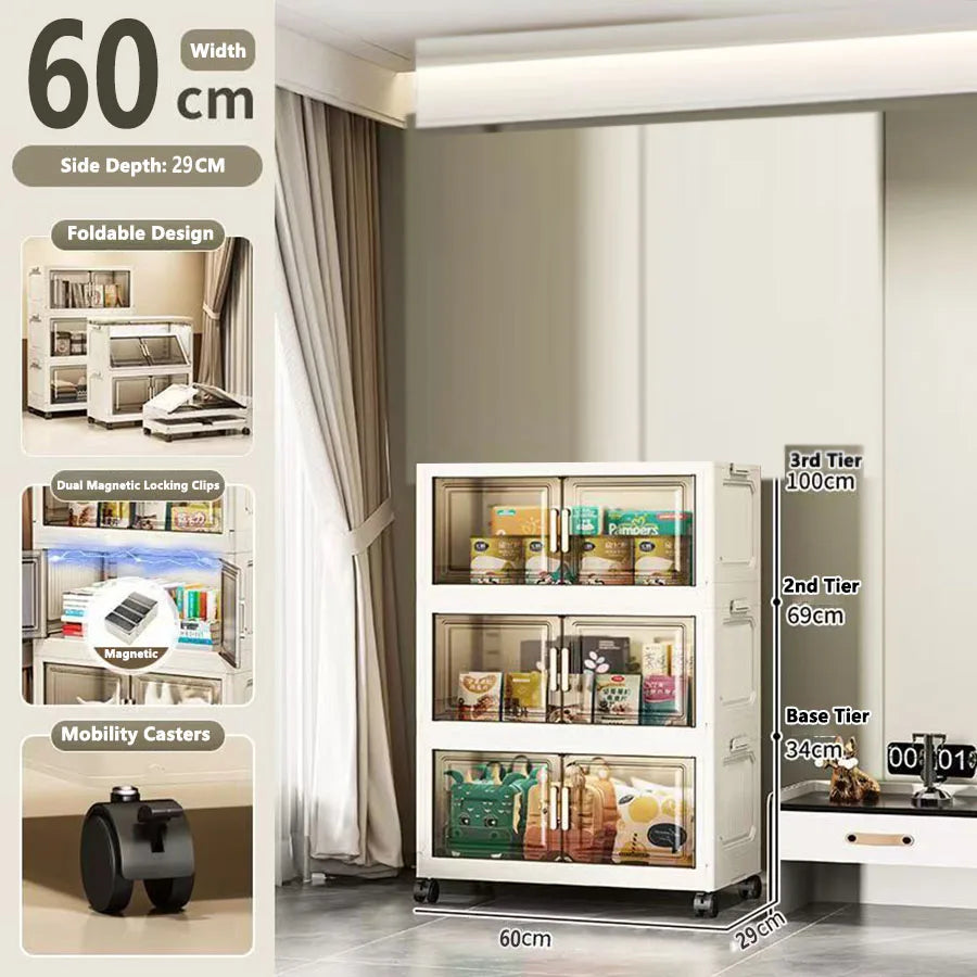 Folding Storage Cabinet - Versatile Toy & Snack Organizer for Home