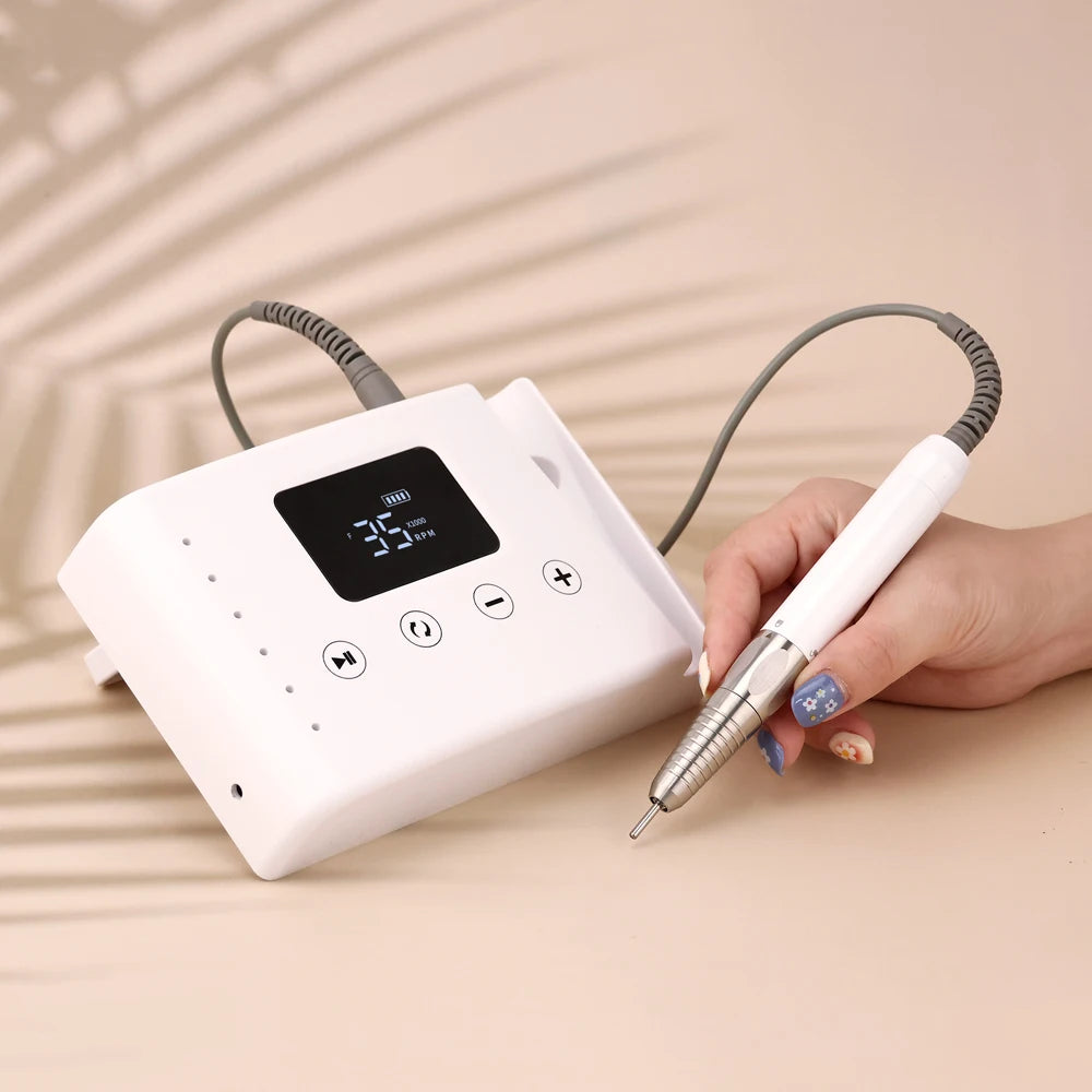 Powerful 85W Brushless Electric Nail Drill - 35,000 RPM 2-in-1 Manicure Tool
