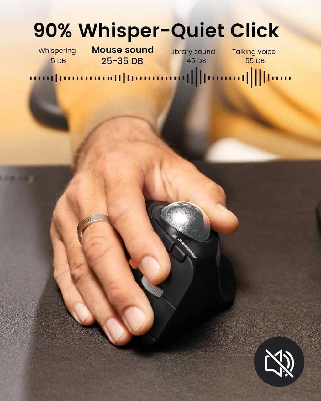 ProtoArc Ergonomic Vertical Trackball Mouse - Wireless & Rechargeable