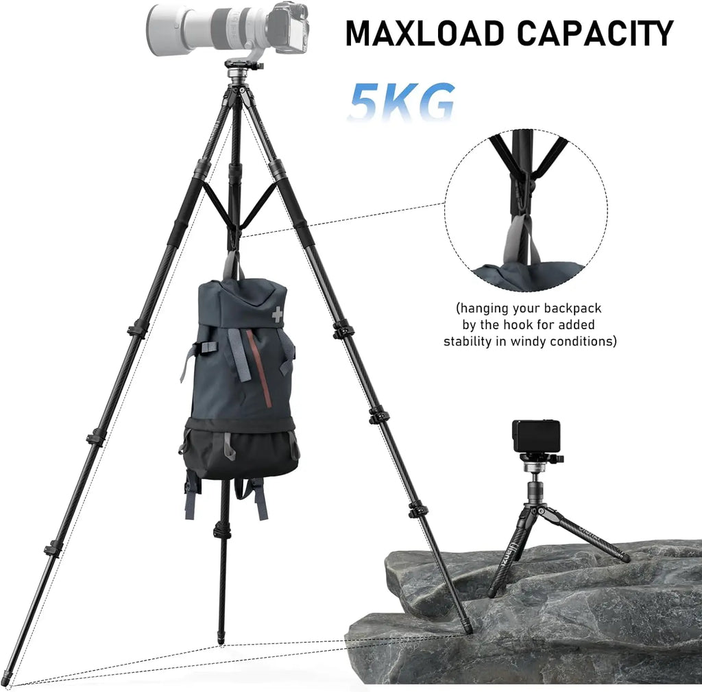 Ulanzi TT35 Carbon Fiber Tripod 5-in-1 with Quick Release Ball Head