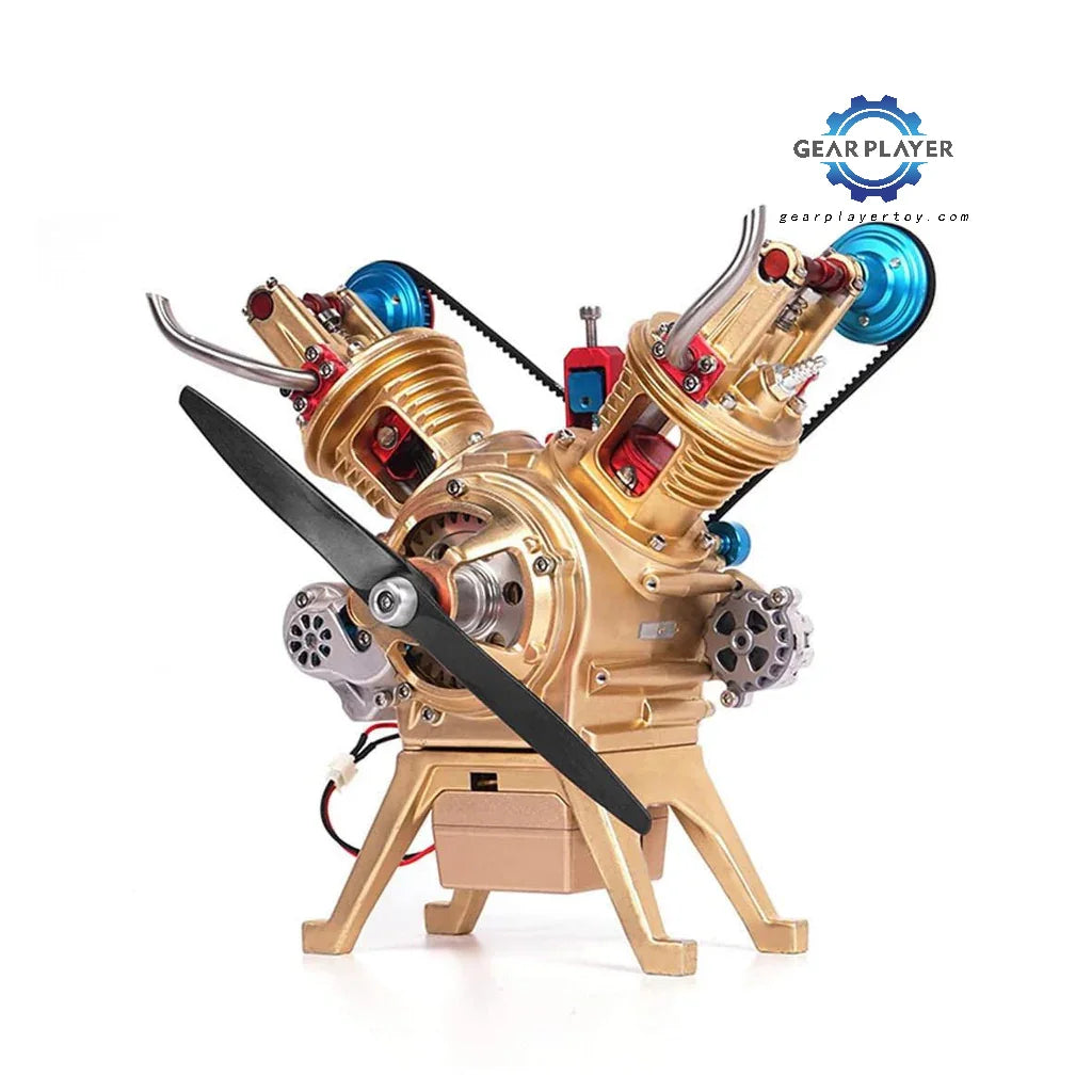 All-Metal DIY V2 Double-Cylinder Engine Model Kit - STEM Learning Toy