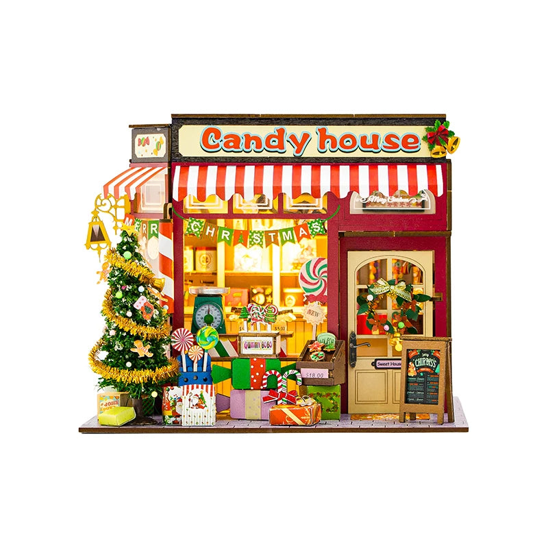 DIY Christmas Candy House Wooden Cottage Kit - Fun 3D Puzzle Model