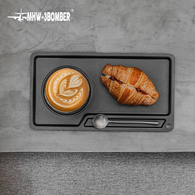 Stylish Stainless Steel Coffee Tray with Mini Fork - Perfect for Home & Travel