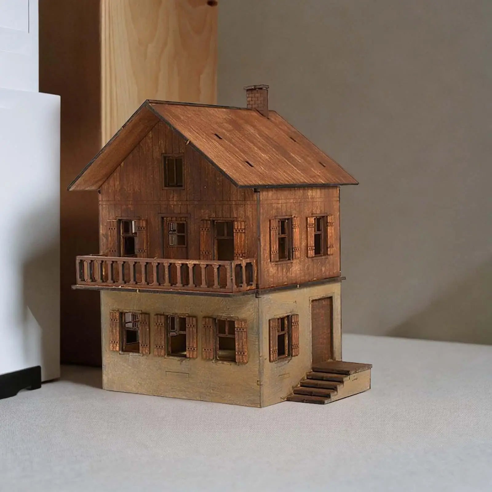 1/72 Miniature House Model Kit - DIY Wooden Craft