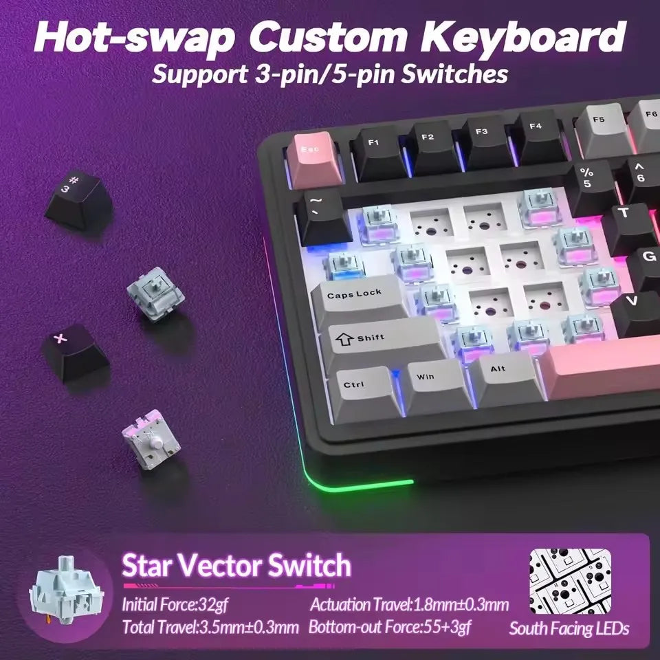 AULA S75 Pro RGB Wireless Mechanical Gaming Keyboard, 75% Layout