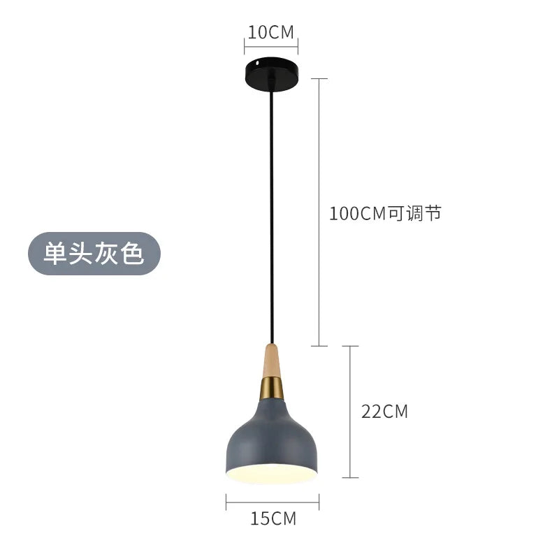 Nordic Chandelier Pendant Light with Wooden Handle - Modern Design