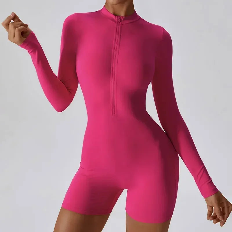 STOWN Long Sleeve Yoga Jumpsuit - Stylish Slim Fit for Active Use