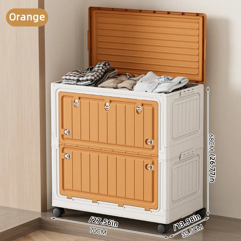 Foldable Storage Bin with Wheels - Space-Saving Organizer for Clothes & Toys