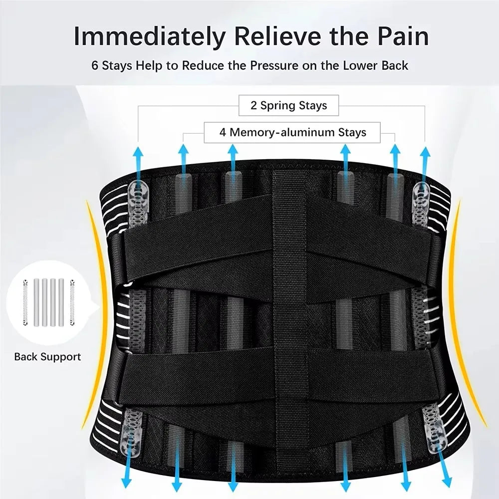 Breathable Back Brace for Lower Back Pain Relief - Support for Heavy Lifting