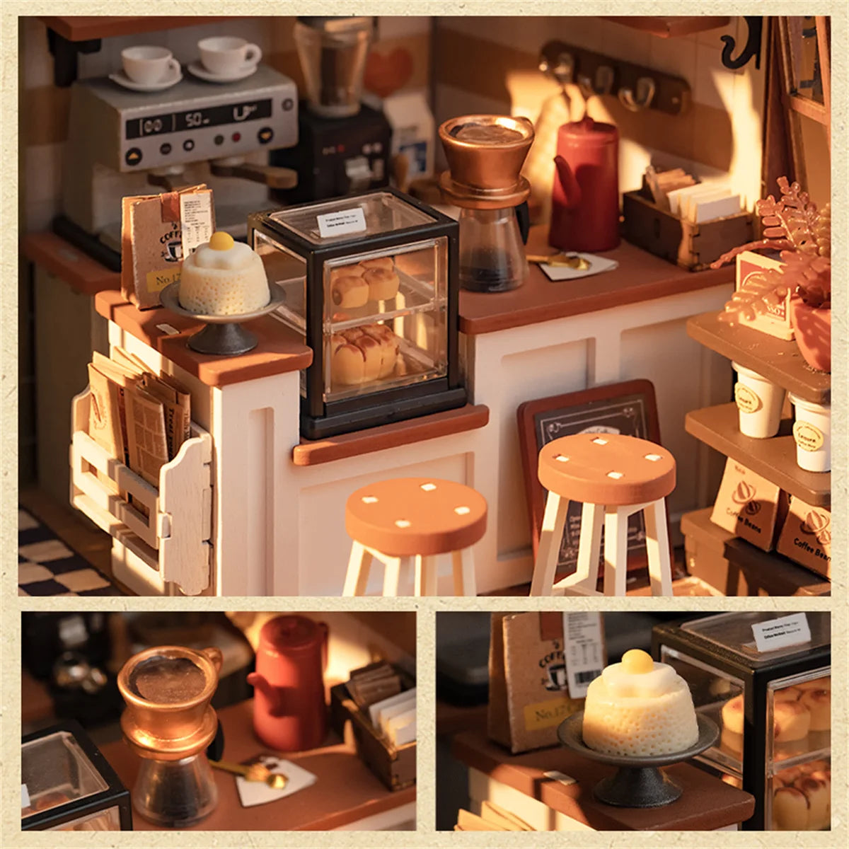 Robotime 3D Puzzle Miniature Dollhouse Kit - Cafe DIY Craft Gift