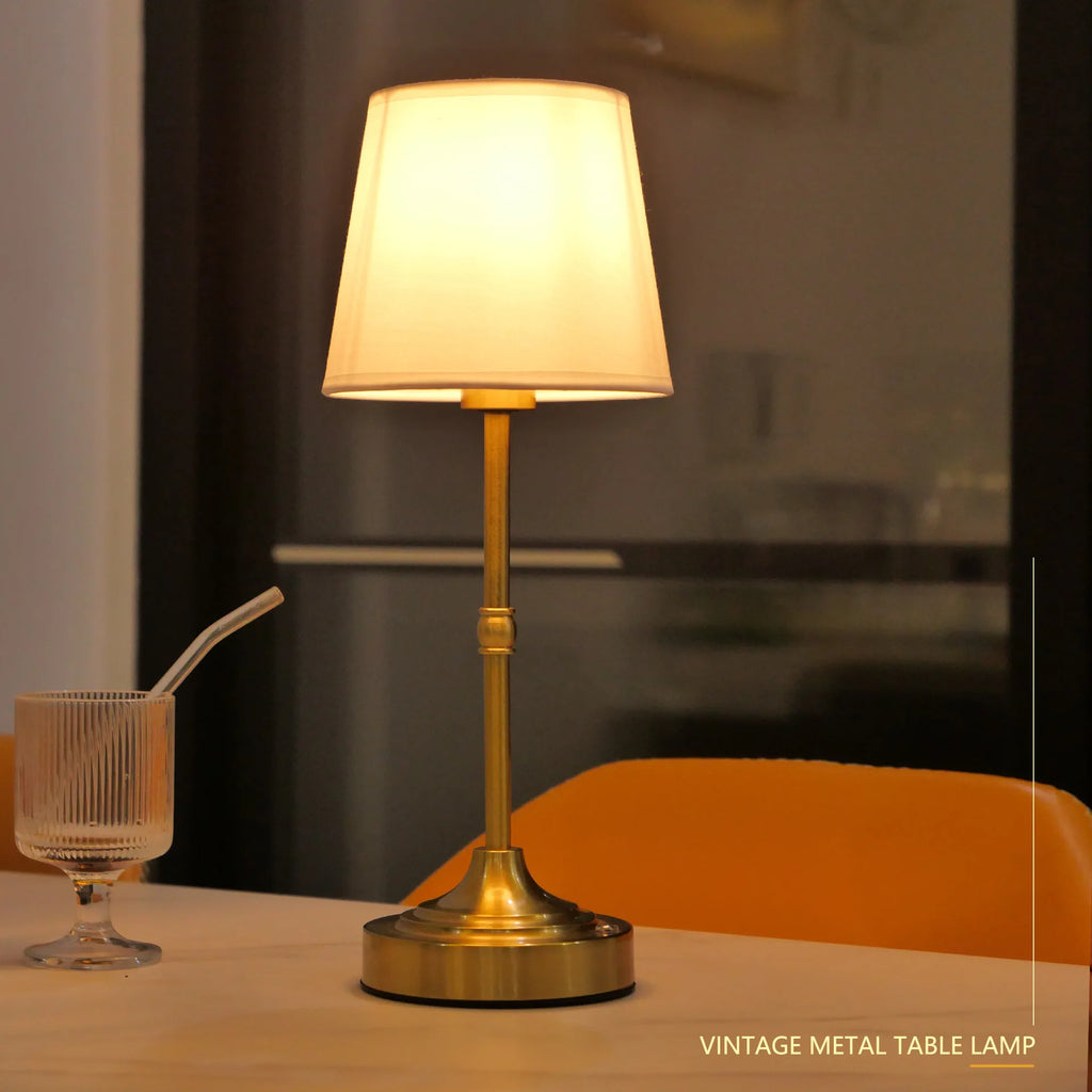 Modern Luxury Fabric Table Lamp - Dimmable & Rechargeable LED