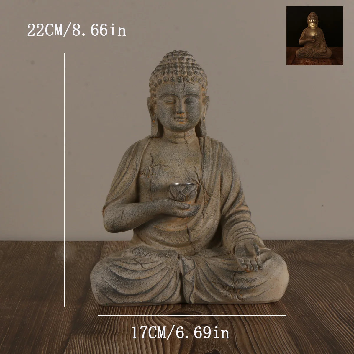 Zen Solar Buddha Statue - Tranquil Outdoor Decor with Eco-Friendly Light