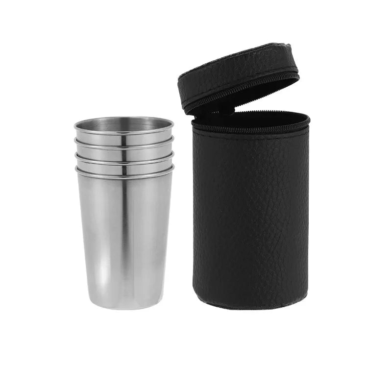 4Pcs Outdoor Stainless Steel Cups - Perfect for Hiking & Camping