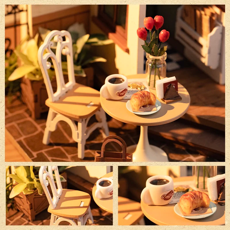 Robotime Rolife No.17 Café Miniature House - DIY Wooden Dollhouse Kit