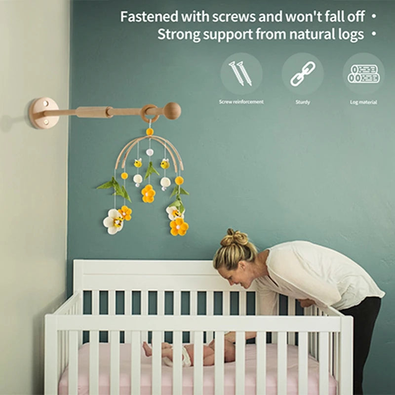 Infant Wooden Crib Rattle Toy - Mobile Hanging Bed Bell for Babies