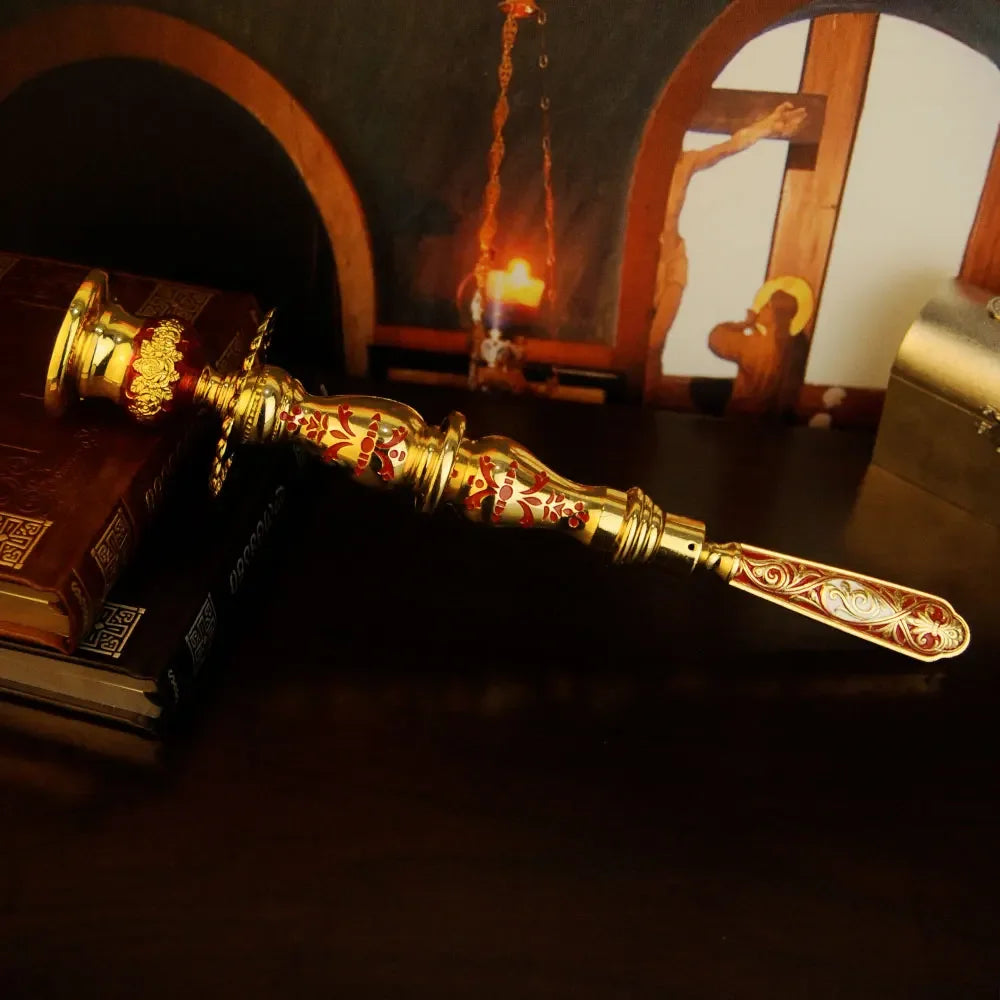 Elegant Handcrafted Metal Candlestick for Religious Ceremonies