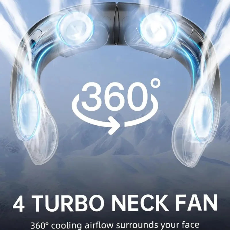 Rechargeable Neck Fan with 4000mAh Battery & LED Display - Stay Cool
