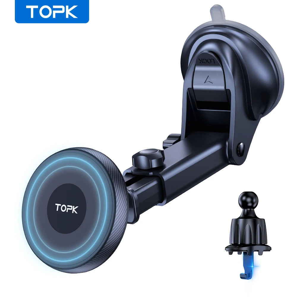 TOPK Magnetic Universal Car Phone Holder - 360° Rotating Mount