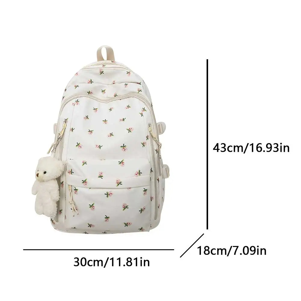 Floral Aesthetic Backpack - Casual Travel Daypack for Girls & Teens