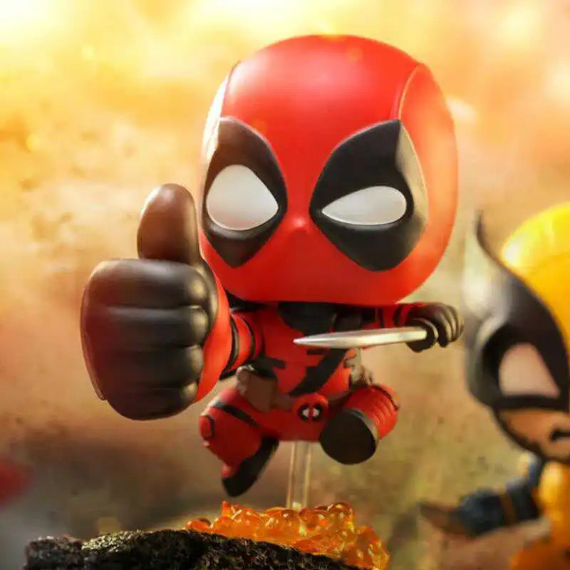 Cute Deadpool & Wolverine Q-Version Anime Figures - Kawaii Collectible