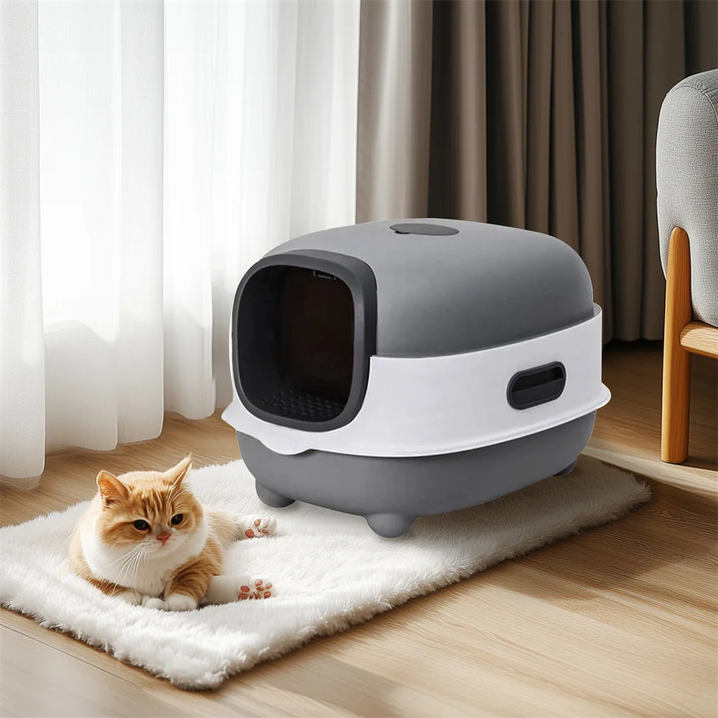 Hooded Cat Litter Box with Scoop - Easy Clean & Anti-Splash Design