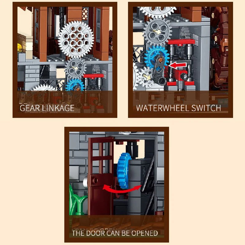 1580PCS Medieval Village Building Blocks with LED - Fun & Creative Gift