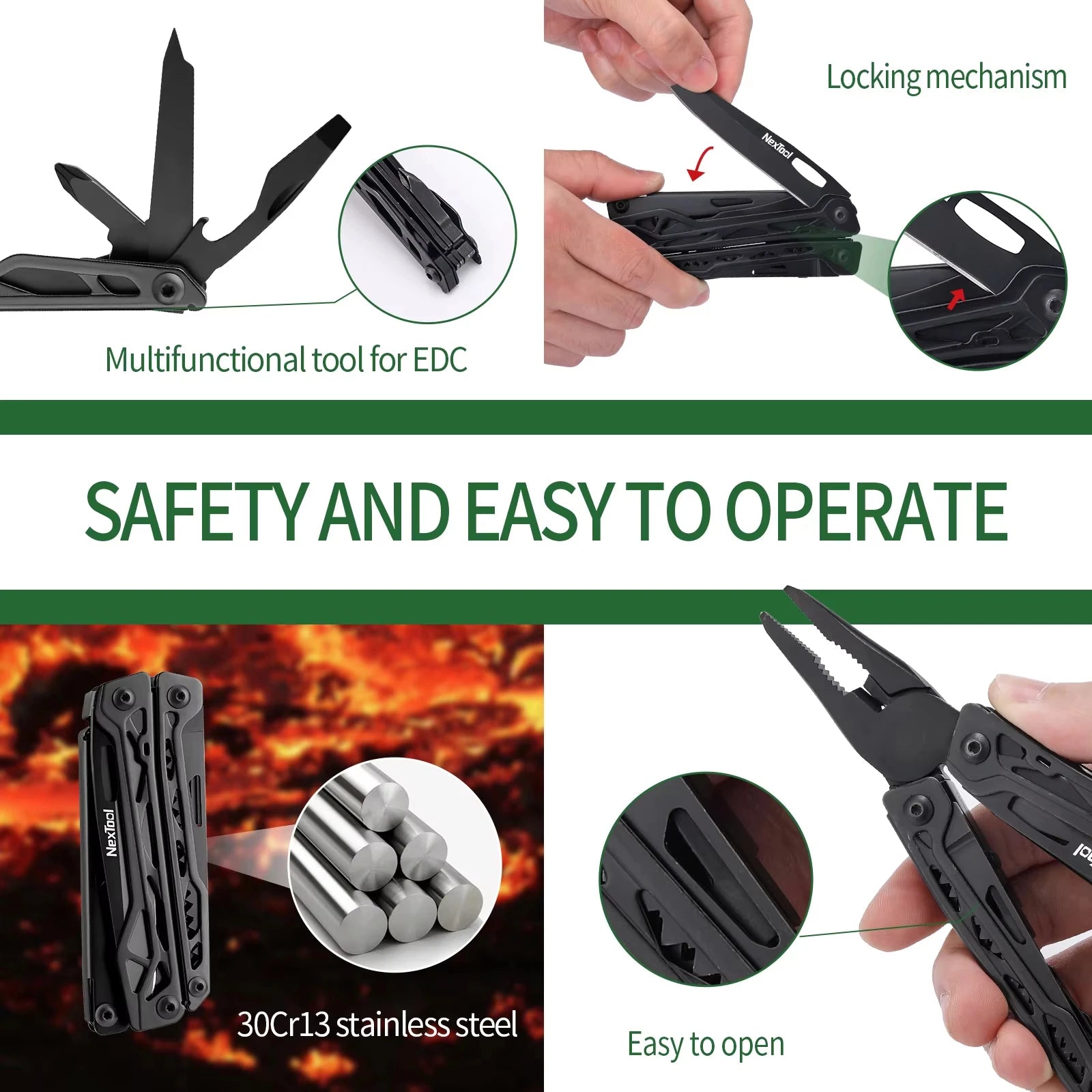NexTool 11-in-1 Black Knight Multitool for Camping & Survival
