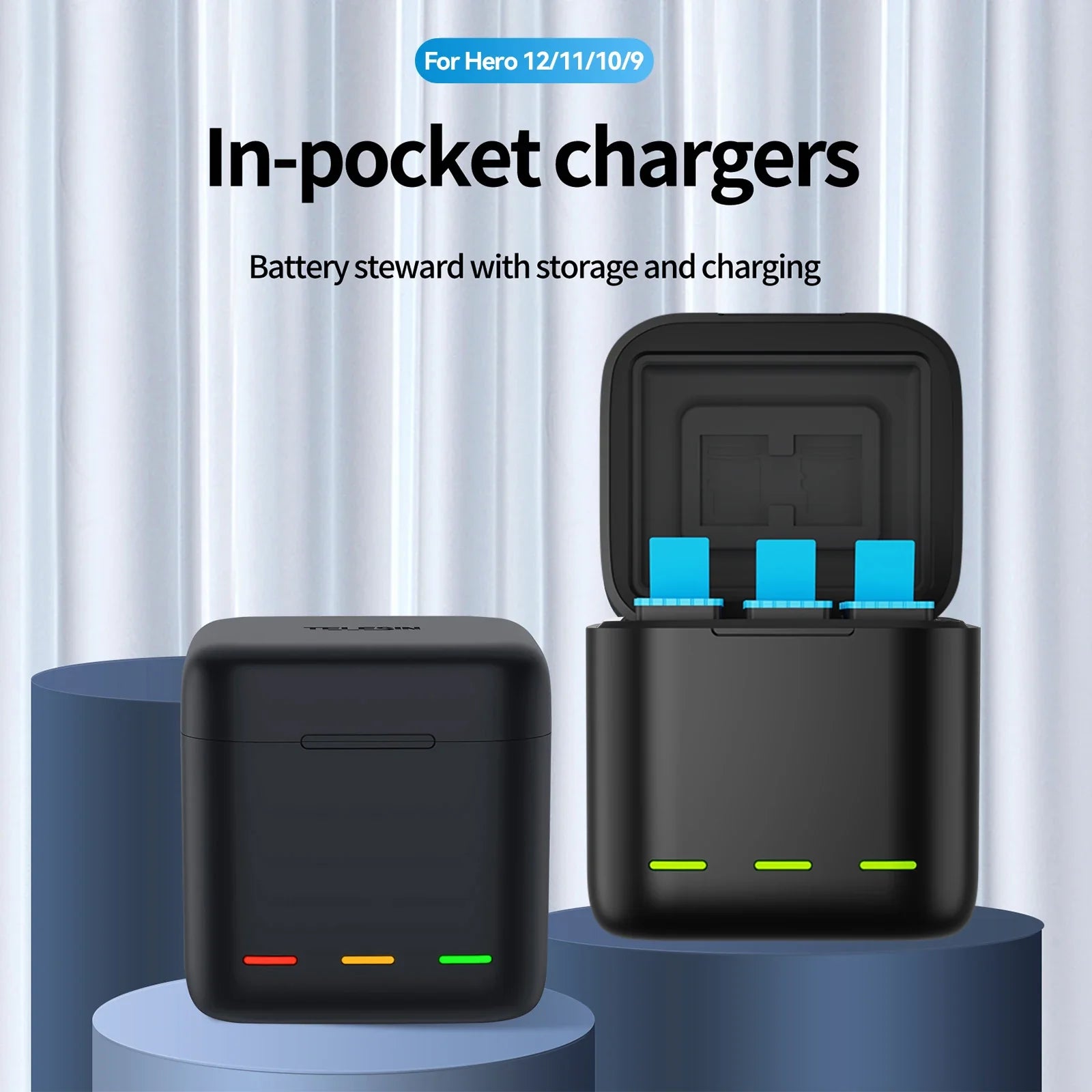TELESIN Fast Charging Charger for GoPro Hero 12/11/10/9 - Power Up!