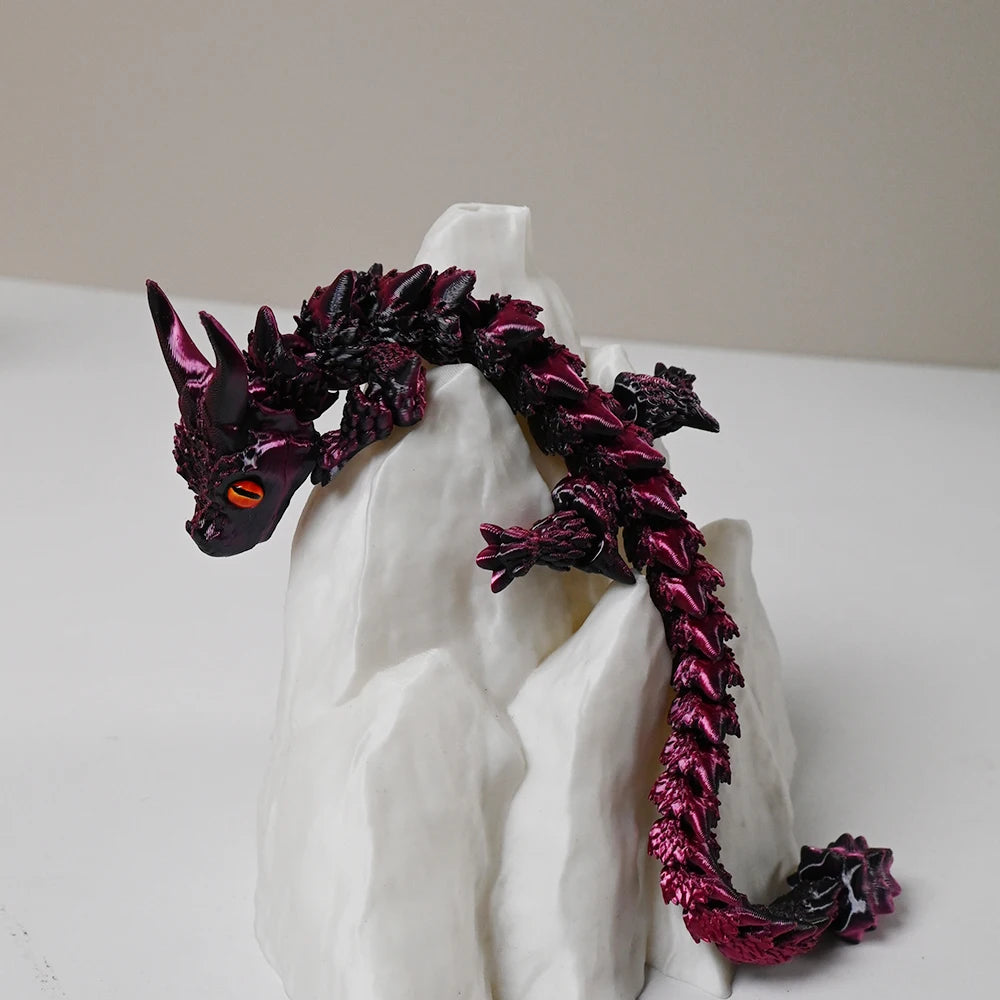 3D Printed Double-Horned Dragon Figurine - Unique Car & Home Decor