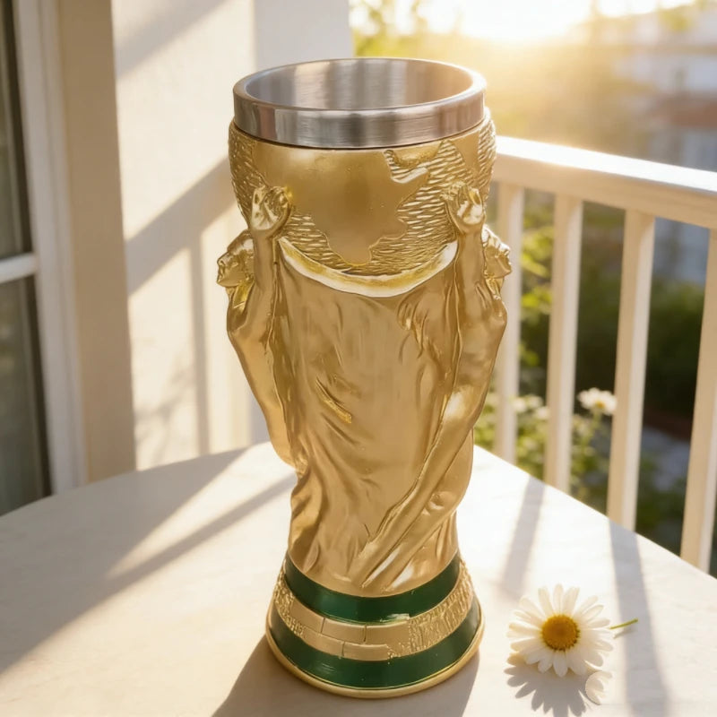 Elegant Gold-Embossed Stainless Steel Cup for Home & Bar Use