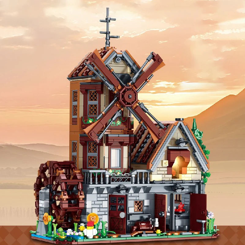 1580PCS Medieval Village Building Blocks with LED - Fun & Creative Gift