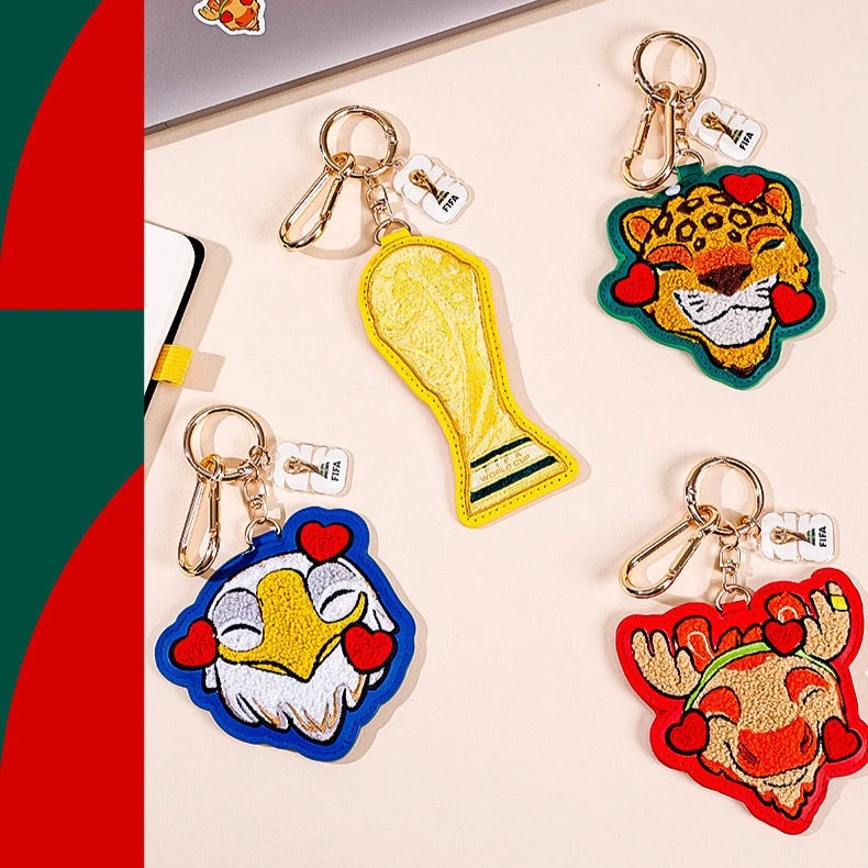 FIFA World Cup 2026 Trophy Keychain - Cute Towel Embroidery Charm
