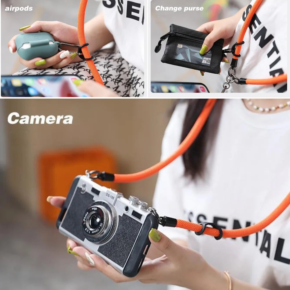 Adjustable Multi-Functional Crossbody Phone Lanyard - Black & White