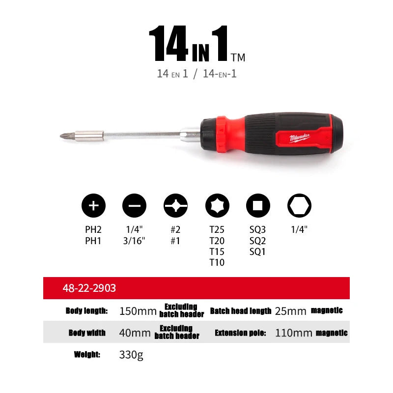 Milwaukee 14-in-1 Ratchet Magazine Screwdriver - Ultimate Maintenance Tool