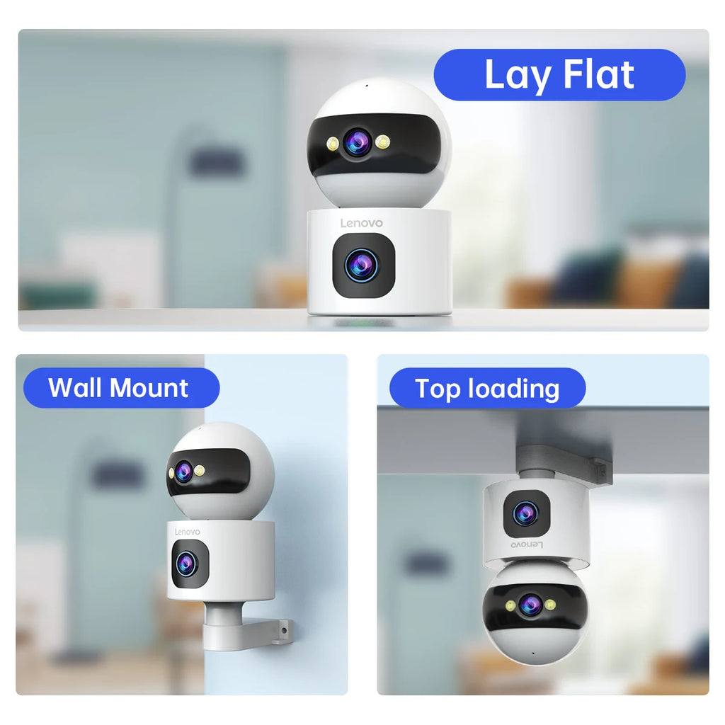 Lenovo 4K Wireless Dual Lens Smart Home Security Camera with Auto Tracking