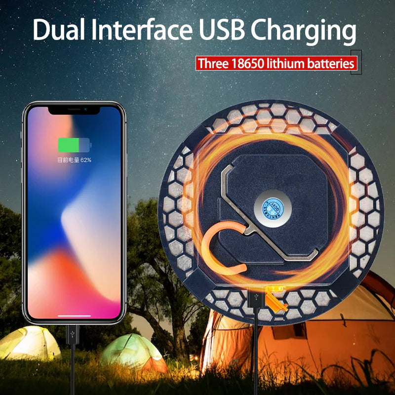 Rechargeable 30W LED Lantern - Portable Camping Light with USB Charging